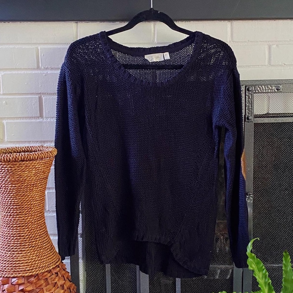 Black sweater with suede elbow patches